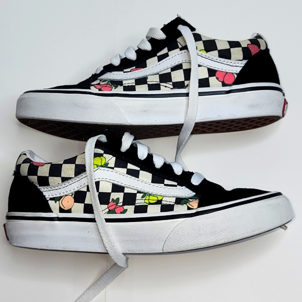 Vans Checkerboard Sneakers with Fruit Accents